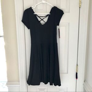 New POOF Open Lace Up Back Sexy Black Dress M